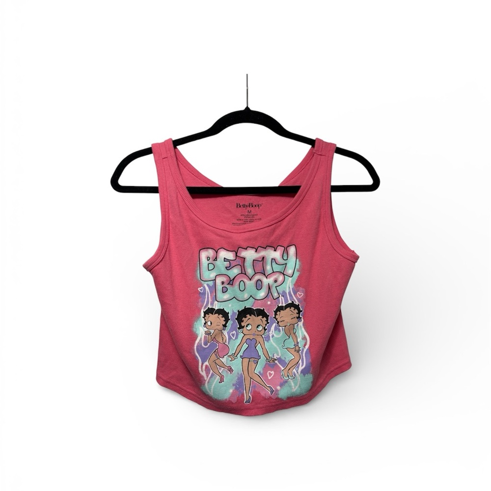 Pink graffiti officially licensed Betty Boop ribbed sleeveless tank top